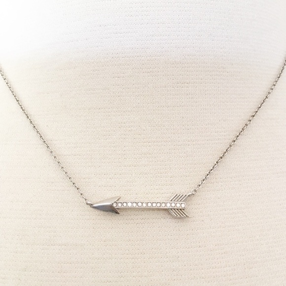Silver Arrow Necklace With Rhinestones - Picture 2 of 3